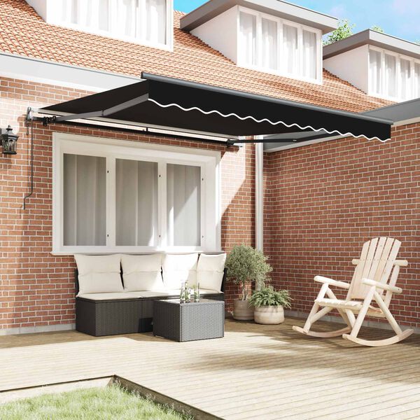 vidaXL Toldo Retr&aacute;ctil Negro 350 x 250 cm Tela y Aluminio