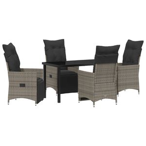vidaXL Conjunto de Comedor de Jard&iacute;n 5 pcs Gris rat&aacute;n sint&eacute;tico