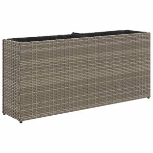 vidaXL Jardinera con 2 maceteros de rat&aacute;n sint&eacute;tico gris 90x20x40 cm