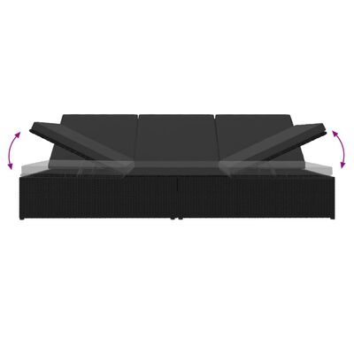 vidaXL Tumbona convertible con cojines de ratán sintético negro