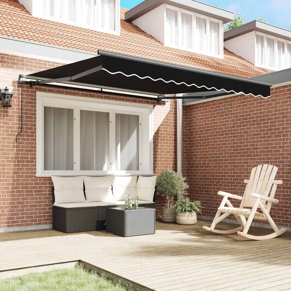 vidaXL Toldo Retr&aacute;ctil Manual Negro 300 x 250 cm Poli&eacute;ster y Acero