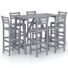 vidaXL Mesa y sillas de bar de jard&iacute;n 7 pzas gris madera maciza acacia