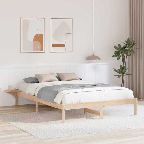 vidaXL Estructura de cama Natural 160 x 200 cm Madera de pino macizo