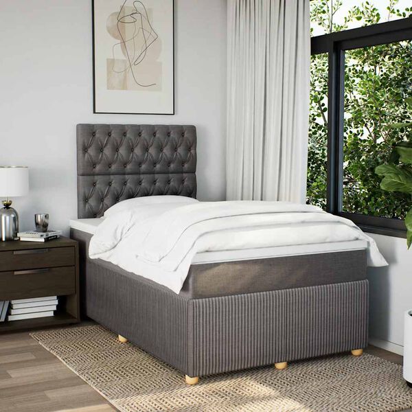 vidaXL Cama box spring con colch&oacute;n tela gris taupe 120x190 cm