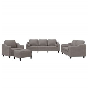 vidaXL Juego de sof&aacute;s con cojines 4 piezas tela gris taupe