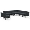 vidaXL Set de muebles de jard&iacute;n 9 pzas cojines rat&aacute;n sint&eacute;tico negro