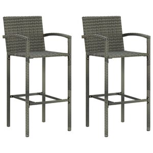 vidaXL Taburetes de cocina 2 unidades rat&aacute;n sint&eacute;tico gris