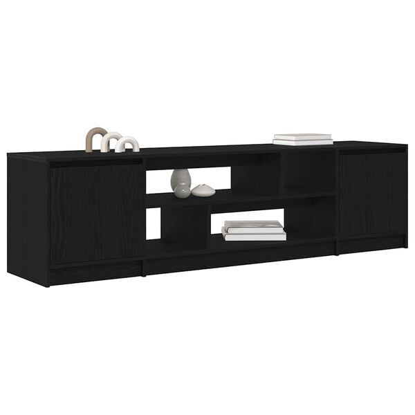 vidaXL Mueble de TV de madera de roble negro 188,5x41x50 cm