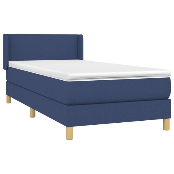 vidaXL Cama box spring con colch&oacute;n tela azul 80x200 cm