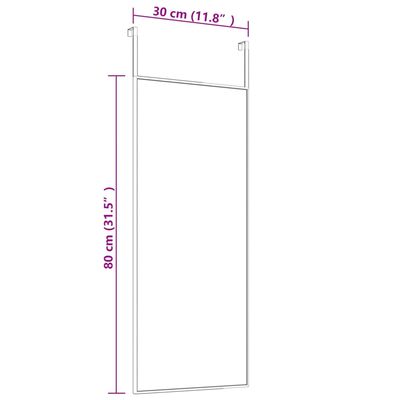 vidaXL Espejo de puerta cristal y aluminio negro 30x80 cm