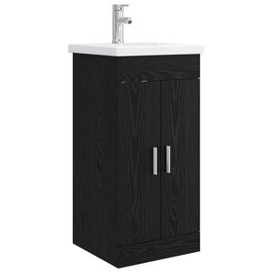 vidaXL Vanidad de ba&ntilde;o con lavabo Roble Negro 42 x 40 x 84,5 cm