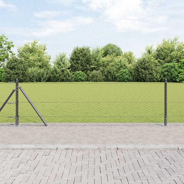 vidaXL Poste de Valla Gris 25 x 0,6 m (malla de 36 mm) Acero y PVC
