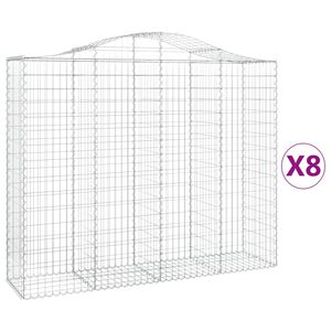 vidaXL Cestas de gaviones 8 uds forma de arco hierro 200x50x160/180 cm