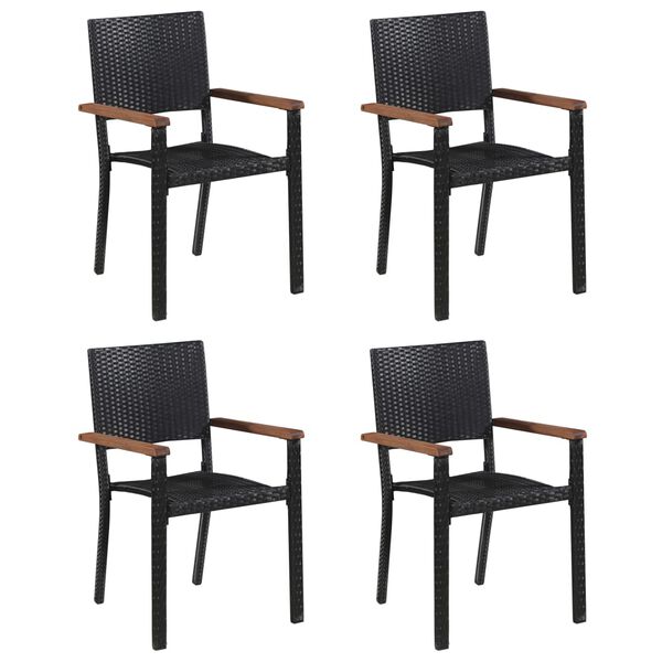vidaXL Set de muebles de comedor de jard&iacute;n 5 piezas de rat&aacute;n negro