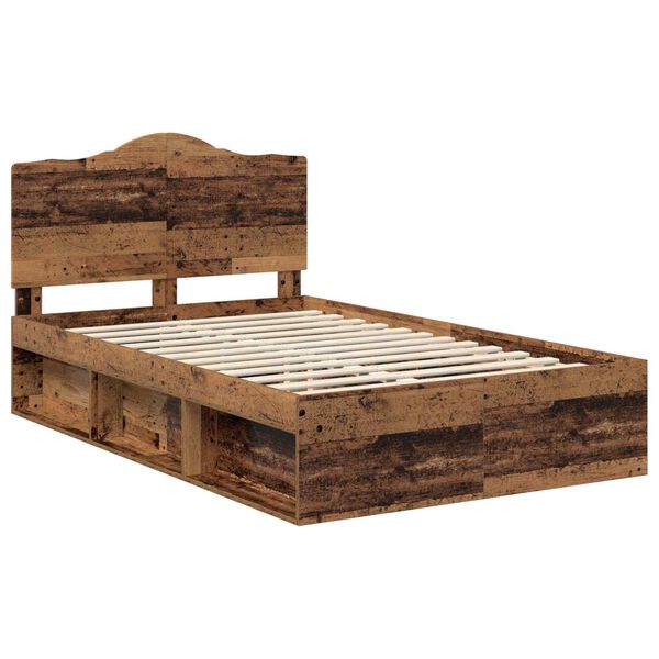 vidaXL Estructura de cama con cabecera Madera vieja 120 x 200 cm