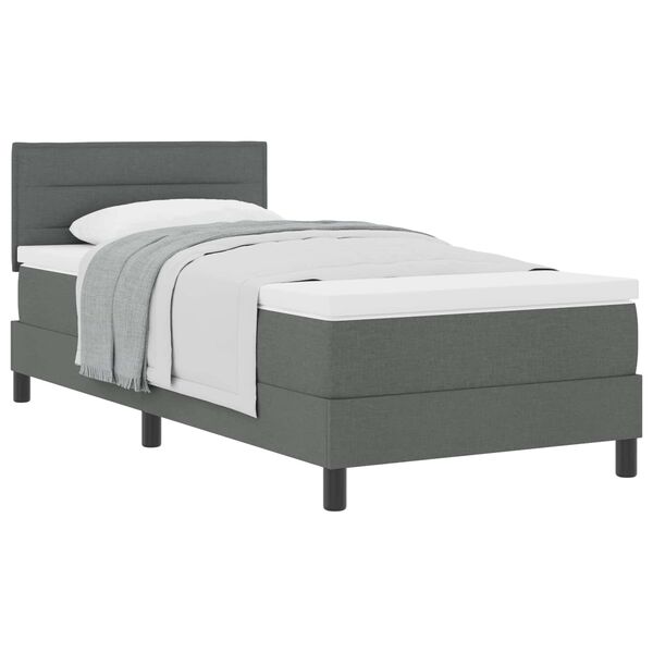 vidaXL Cama tipo Box Spring con colch&oacute;n Gris oscuro 90 x 200 cm tela