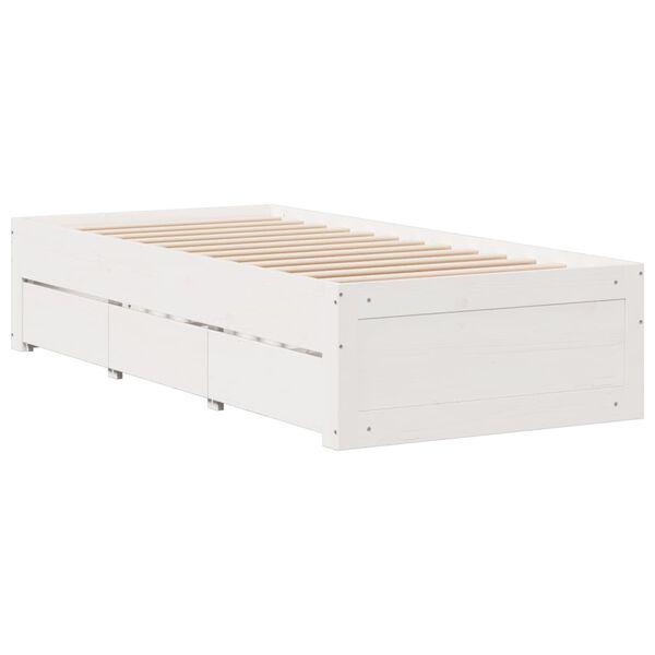 vidaXL Cama sin colch&oacute;n con cajones madera de pino blanco 90x200 cm