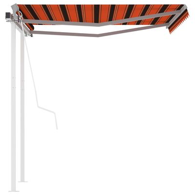 vidaXL Toldo retráctil automático con postes naranja y marrón 3x2,5 m