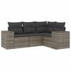 vidaXL Set de sof&aacute;s de jard&iacute;n 4 pzas y cojines rat&aacute;n sint&eacute;tico gris