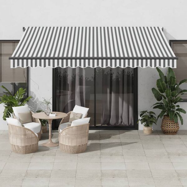 vidaXL Toldo retr&aacute;ctil manual gris antracita y blanco 400x350 cm