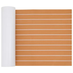 vidaXL Alfombra para Barcos Rayado Marr&oacute;n y blanco 240 x 60 cm EVA