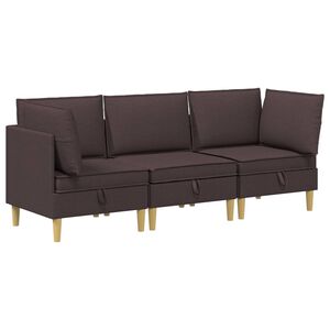 vidaXL Juego de sof&aacute; modular con almacenamiento 3 uds. Marr&oacute;n Oscuro