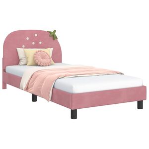 vidaXL Cama para ni&ntilde;os con cabecero Rosa 90 x 200 cm Terciopelo
