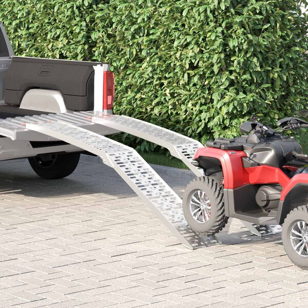 vidaXL Rampa de carga 2 pcs Plateado 222 x 29 x 14 cm Aluminio