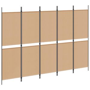 vidaXL Biombos de 5 Paneles Beige 250 x 180 cm Tela