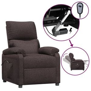 vidaXL Sill&oacute;n reclinable el&eacute;ctrico tela marr&oacute;n oscuro