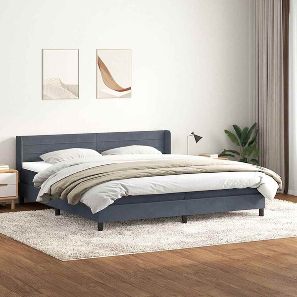 vidaXL Cama box spring con colch&oacute;n terciopelo gris oscuro 180x220 cm