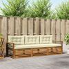 vidaXL Conjunto de sof&aacute;s de exterior con coj&iacute;n 3 pcs Natural y Crema