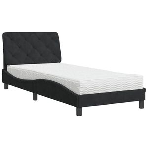 vidaXL Cama con colch&oacute;n terciopelo negro 80x200 cm