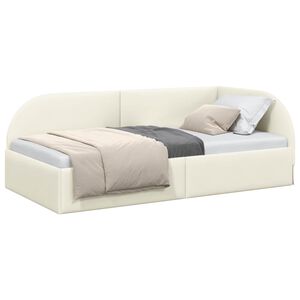 vidaXL Estructura de cama en esquina Crema 90 cm x 200 cm Terciopelo