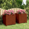 vidaXL Jardineras con patas 2 udss acero corten oxidado 50x50x50 cm