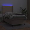 vidaXL Cama box spring colch&oacute;n LED cuero sint&eacute;tico capuchino 80x200 cm