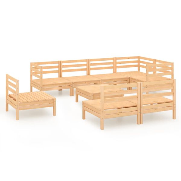 vidaXL Juego de muebles de jard&iacute;n 9 piezas madera maciza de pino