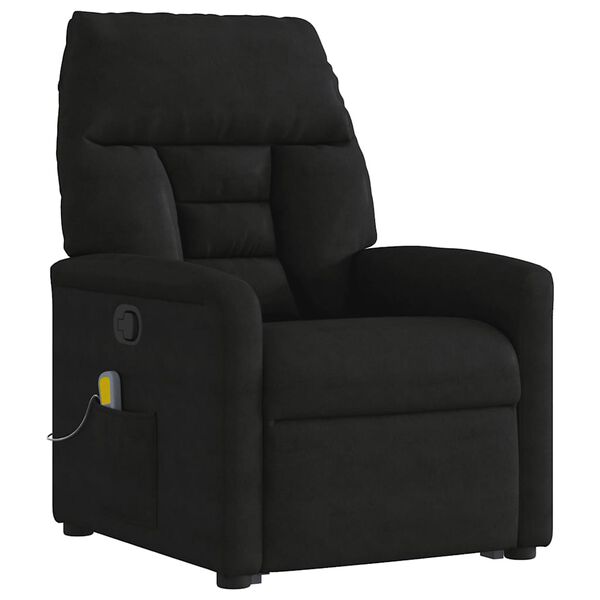 vidaXL Sill&oacute;n reclinable de masaje elevable tela de microfibra negro