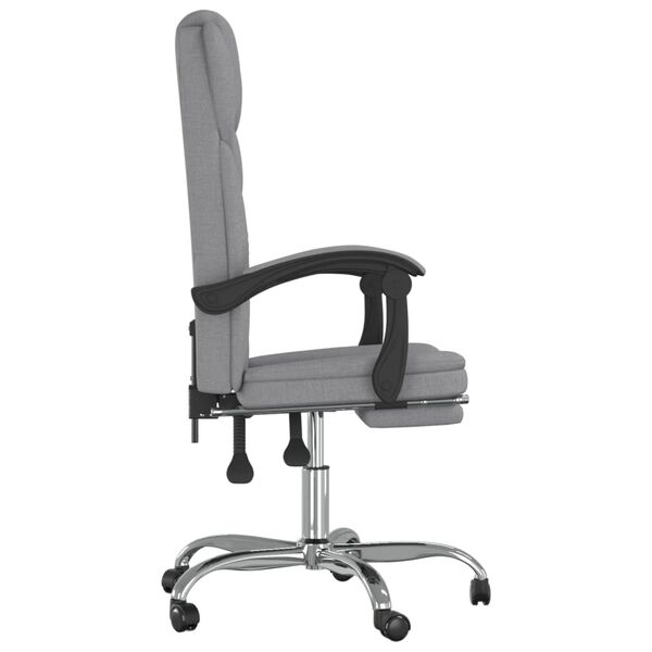 vidaXL Silla de oficina reclinable de tela gris claro