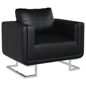 vidaXL Sill&oacute;n con patas cromadas cuero sint&eacute;tico negro