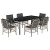 vidaXL Set comedor jard&iacute;n 7 pzas y cojines rat&aacute;n sint&eacute;tico gris claro