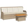 vidaXL Set muebles de jard&iacute;n 3 piezas y cojines rat&aacute;n sint&eacute;tico beige