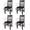 vidaXL Sillas de comedor 4 unidades madera de pino marr&oacute;n oscuro