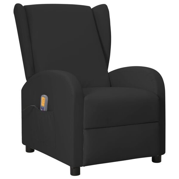 vidaXL Sillón orejero elevable de masaje cuero sintético negro