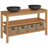vidaXL Mueble tocador madera maciza teca con lavabos de m&aacute;rmol negro