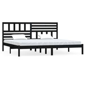 vidaXL Estructura de cama sin colch&oacute;n madera de pino negro 200x200 cm