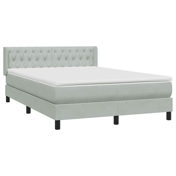 vidaXL Cama box spring con colchón terciopelo gris claro 140x220 cm