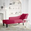 vidaXL Chaise longue con reposabrazos derecho terciopelo rojo vino