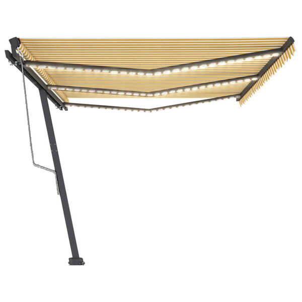 vidaXL Toldo autom&aacute;tico LED sensor de viento amarillo blanco 600x300cm