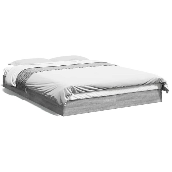 vidaXL Estructura de cama madera de ingenier&iacute;a gris Sonoma 135x190 cm